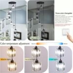 High Ceilings Long Chandeliers Modern Crystal Long Pendant Light,Long Raindrop Hanging Chandeliers,Hanging Flush Mount Chandelier Ceiling Light for Staircase Foyer Entryway 8 Lights - Image 7