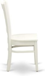 East West Furniture ANVA5-LWH-W 5 Piece Kitchen Table Set for 4 Includes a Round Dining Room Table with Pedestal and 4 Solid Wood Seat Chairs, 36x36 Inch, Linen White - Image 4