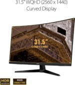 ASUS TUF Gaming 32" 1440P HDR Curved Monitor (VG32VQ1B) - QHD (2560 x 1440), 165Hz (Supports 144Hz), 1ms, Extreme Low Motion Blur, Speaker, FreeSync Premium, VESA Mountable, DisplayPort, HDMI,BLACK - Image 3