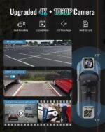 Portable Apple Carplay Screen for Car, 9" Wireless Apple Carplay & Android Auto,4K Dash Cam,1080p Backup Camera DVR,Car Audio Receivers GPS Navigation Mirror Link, Bluetooth,FM, Siri - Image 4