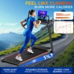 Treadmill with 8% Incline, Walking Pad Treadmill with Handle Bar, Portable Folding Treadmills for Running and Walking, 3.0HP Brushless Motorized, 5 Layers Shock-Absorbing - Image 3