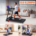 Treadmill with 8% Incline, Walking Pad Treadmill with Handle Bar, Portable Folding Treadmills for Running and Walking, 3.0HP Brushless Motorized, 5 Layers Shock-Absorbing - Image 4