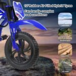 Kids Electric Motorcycle, 25.2V 300W Brushless Motor & Controller, 3 Speeds (10MPH, 8 Miles), LCD, LED, Moto Sound, Twist Grip, Dual Suspension & Brakes, for 3-8 yrs, 110 LB (Blue) - Image 4