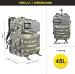 Zavothy 45L Military Tactical Backpack for Men and Women Army 3 Day Assault Pack Bag Large Rucksack with Molle System - Image 3