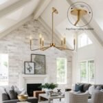 Gold Farmhouse Chandeliers for Dining Room, 6-Light Modern Chandelier Light Fixture, Brushed Brass Industrial Candle Lighting Hanging Ceiling for Living Room Bar Kitchen Island Lights - Image 5