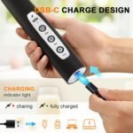 YUSWKO Black Handheld Milk Frother Wand for Coffee, Rechargeable Electric Whisk with 3 Heads 3 Speeds Drink Mixer Coffee Frother For Latte, Cappuccino, Hot Chocolate, Egg - Image 3