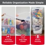 Rubbermaid Cleverstore Clear 32 Qt, 6 Pack Stackable Plastic Storage Bins with Lids, Great for Closet and Laundry Storage, Organizing in the Home - Image 4