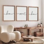 Set of 3 Framed Farmhouse Home Sweet Home Sign Above Bed Wall Decor for Bedroom Decor Wall Art Wood Signs - Image 3