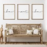 Set of 3 Framed Farmhouse Home Sweet Home Sign Above Bed Wall Decor for Bedroom Decor Wall Art Wood Signs - Image 5