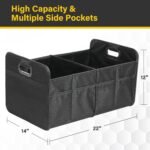 YSSOA 2 Compartments Car Trunk Organizer, 600D Oxford Polyester Car Storage, Anti-slip 14" D x 22" W x 12" H Collapsible Trunk Storage, Suitable for SUV, Minivan, Truck, Black New - Image 4