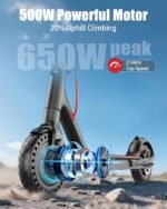 Electric Scooter for Adults, Peak 500W/650W Motor, 19/21 MPH Max Speed, 21/23 Miles Range, 36V Battery, 8.5" Solid Tires, App Control, Lightweight, Foldable Electric Scooter for Commuting, UL2272 - Image 3