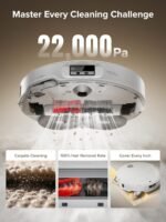 roborock Qrevo CurvX Robot Vacuum and Mop, 22,000Pa Suction, 3.14’’ Ultra Slim, Dual Anti-Tangle System, Reactive AI Obstacle Recognition, AdaptiLift Chassis, Auto Hot Water Mop Washing & Drying - Image 3