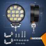 Nilight LED Pods 2Pcs 4.5Inch 42W 4200LM Round Flood Light Off Road Fog Lights Driving Roof LED Light Bar Work Light for ATV UTV SUV Truck Boat (15017C-B) - Image 3