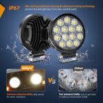 Nilight LED Pods 2Pcs 4.5Inch 42W 4200LM Round Flood Light Off Road Fog Lights Driving Roof LED Light Bar Work Light for ATV UTV SUV Truck Boat (15017C-B) - Image 5