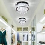 Chandelier 11.8" Modern Crystal Chandeliers Crystal Light Fixtures Flush Mount Chandelier Ceiling Light Chandeliers for Bedrooms Living Room Dining Room Hallway (Cool White) - Image 4