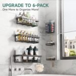 Veken Rustproof Shower Caddy 6-Pack, No Drilling & Waterproof Adhesive Shower Shelves Rack with Soap Holder, Large Capacity Bathroom Organizers and Storage, Wall-Mounted Kitchen & Home Decor - Image 5