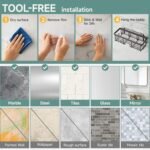 Veken Rustproof Shower Caddy 6-Pack, No Drilling & Waterproof Adhesive Shower Shelves Rack with Soap Holder, Large Capacity Bathroom Organizers and Storage, Wall-Mounted Kitchen & Home Decor - Image 6