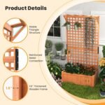 Giantex Raised Garden Bed with Trellis & Roof, 72.5" Wooden Garden Bed, High Trellis for Plant Flower Climbing Pot Hanging, Indoor & Outdoor Planter Box for Yard, Garden, Balcony - Image 4