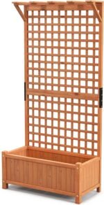 Giantex Raised Garden Bed with Trellis & Roof, 72.5" Wooden Garden Bed, High Trellis for Plant Flower Climbing Pot Hanging, Indoor & Outdoor Planter Box for Yard, Garden, Balcony - Image 7