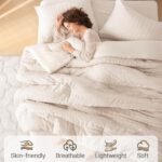 MUXHOMO 7 Pieces Queen Comforter Set, Seersucker Bed in a Bag Queen Size, All Season Luxury Bedding Set with Comforter, Flat Sheet, Fitted Sheet, Pillowcases & Shams, Beige - Image 3