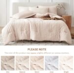 MUXHOMO 7 Pieces Queen Comforter Set, Seersucker Bed in a Bag Queen Size, All Season Luxury Bedding Set with Comforter, Flat Sheet, Fitted Sheet, Pillowcases & Shams, Beige - Image 5