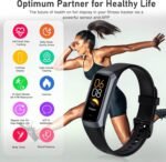 Fitness Tracker with 24/7 Heart Rate, Blood Oxygen Blood Pressure Sleep Monitor, Activity Trackers 5 ATM Waterproof,Step Calorie Counter Pedometer Health Smart Watch for Women Men (Black) - Image 3