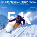 Action Camera 5K 30FPS Waterproof Camera Underwater 131FT with EIS WiFi App Remote Control 64GB Card 170° Wide Angle Sports Helmet Bike Video Black with 64GB Card - Image 3