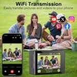 Action Camera 5K 30FPS Waterproof Camera Underwater 131FT with EIS WiFi App Remote Control 64GB Card 170° Wide Angle Sports Helmet Bike Video Black with 64GB Card - Image 4