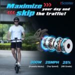 iScooter iX3/iX4 Electric Scooter, 10" Off Road Tires, 800W Motor E-Scooter Up to 25/28 Miles Range,Top Speed 25/28 MPH, Adjustable Handlebar Height,Folding Commuting Electric Scooter for Adults - Image 4