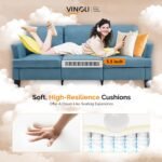 VINGLI Blue 83" Sofa Couches for Living Room, Modern Comfy 3 Seater Couch Faux Suede 25.6" Deep Seat Upholstery Cozy Sofas for Small Space, Bedroom, Apartment, Home Office - Image 4