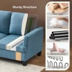 VINGLI Blue 83" Sofa Couches for Living Room, Modern Comfy 3 Seater Couch Faux Suede 25.6" Deep Seat Upholstery Cozy Sofas for Small Space, Bedroom, Apartment, Home Office - Image 6
