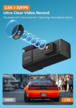 Dash Cam, 2.5K WiFi Dash Camera for Cars, E-YEEGER Mini Dashcam with App, Front Car Camera, G-Sensor, Loop Recording, Night Vision, 24H Parking Mode, 32G SD Card Included, Support 256GB Max - Image 3