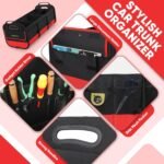 Simniam Large Trunk Organizer for Car, Collapsible Multi Compartment Car Trunk Organizer with 2 Retractable Straps, Suitable for All Kinds of Cars, SUV, Minivan - 4 Compartments Red - Image 6