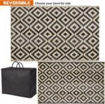 SAND MINE Waterproof Outdoor Rug 5x8 ft, Plastic Reversible Rug, Modern Area Rug, Large Floor Mat for Outdoors, RV, Patio, Backyard, Deck, Picnic, Beach, Camping, Black & Beige - Image 4