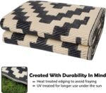 SAND MINE Waterproof Outdoor Rug 5x8 ft, Plastic Reversible Rug, Modern Area Rug, Large Floor Mat for Outdoors, RV, Patio, Backyard, Deck, Picnic, Beach, Camping, Black & Beige - Image 5