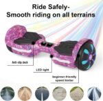 Scooter, Bluetooth & Corlorful LED Lights, 7.5mph & Miles Range Power by Dual 250W Motor Gifts for Kids & Adults & Girls & Boys - Image 5