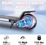 Electric Scooter for Kids Ages 6-12, 150W Motor, 4/7/11 Mph, 60 mins Ride Time, Adjustable Speed, LED Display, Colorful Lights, Electronic Brake, Foldable Kids Electric Scooter - Image 5