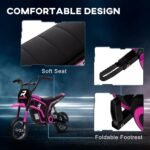 Aosom Electric Dirt Bike with Twist Grip Throttle, 24V 350W Off-Road Electric Motorcycle, Up to 15 MPH with Brake, Music Horn, Rear Suspension for Ages 13+ Years, Pink - Image 6