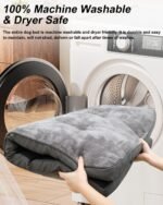 Dog Bed for Crate Washable Dog Beds Large Sized Plush Kennel Pad Pet Sleeping Mat with Anti-Slip Bottom, 35x22 Inch, Grey - Image 5