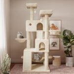 SHA CERLIN 65in Larger Cat Tree Tower Condo for Indoor Kitties/Multi-Level Furniture Activity Center with Wide Base/Cozy Plush Cat Perches/Baskets/Sisal Scratching Posts and Hammock/Beige - Image 3