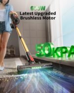 Cordless Vacuum Cleaner, 600W 50Kpa 70Mins, Vacuum Cleaners for Home, Stick Vacuum with Anti-Tangle Brush, Wall Mount Charge, Rechargeable Cordless Vacuum for All Floor/Sofa/Pet Hair/All Floor - Image 3