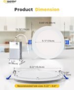 Ensenior 6 Pack 6 Inch LED Recessed Light, Dimmable, 5000K Daylight, 1050LM High Brightness, 12W 120V, Damp Rated, Ultra-Thin Canless Wafer Ceiling Light - ETL & FCC & IC - Image 4