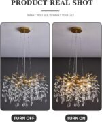 Modern Tree Branch Crystal Chandelier Luxury Gold Crystal Pendant Lighting 18" Contemporary 6-Light Chandeliers for Dining Room Kitchen Bedroom Living Room - Image 3