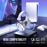FIFINE USB Gaming Headset: Flowing RGB Lighting - 7.1 Surround Sound - Detachable Mic - Soft Ear Pads, Over-Ear Headset with Control Box, for PC, Laptop, Mac, PS5/PS4 - AmpliGame H13WP (White&Purple) - Image 6