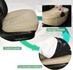 Luxury PU Leather Car Seat Cover Protector Front Car Seat Cover Seat Bottom Cover Single Seat Cover-Compatible with 90% Vehicles (Width 20.8× Deep21 × Thick 0.2 inch) (Beige) - Image 3