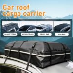 Car Roof Bag, 20 Cubic Feet Rooftop Cargo Carrier, 600D Waterproof Car Top Luggage Storage Bag for All Vehicles SUV with/Without Rack, Include Anti-Slip Mat, 8 Reinforced Straps, 6 Door Hooks - Image 3