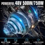 ANCHEER Electric Bike for Adults, Peak 750W Ebike, 3 Hours Fast Charge, 60 Miles Electric Bicycle with 48V/499Wh Battery, 27.5 ''Hummmer Electric Mountain Bike with LCD Display, 21/24 Speed - Image 4