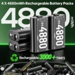 OIVO Rechargeable Battery for XboxOne/Xbox Series X|S, 4 x 4880mWh Xbox Batteries, Xbx Series Battery Charger Station for XboxOne S|X/Elite Controllers - Image 3