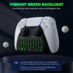 MoKo Keyboard for PS5 Controller with Green Backlight, Bluetooth Wireless Mini Keypad Chatpad for PlayStation 5, Built-in Speaker & 3.5mm Audio Jack for PS5 Controller Accessories - Image 4