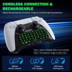 MoKo Keyboard for PS5 Controller with Green Backlight, Bluetooth Wireless Mini Keypad Chatpad for PlayStation 5, Built-in Speaker & 3.5mm Audio Jack for PS5 Controller Accessories - Image 5